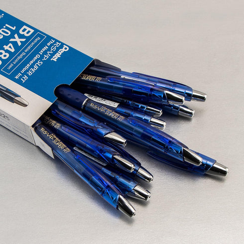 Pentel RSVP Super RT Ballpoint Pen - 1.0mm Medium Line - Blue Ink - Box of 12