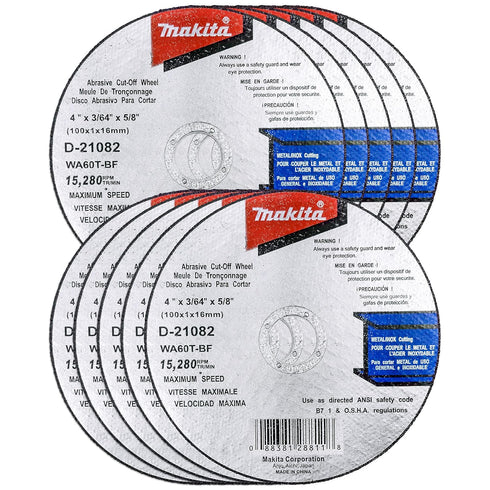 Makita 10 Pack Cut Off Wheels, 4 Inch for 4" Grinders, Aggressive Cutting for Metal & Stainless Steel