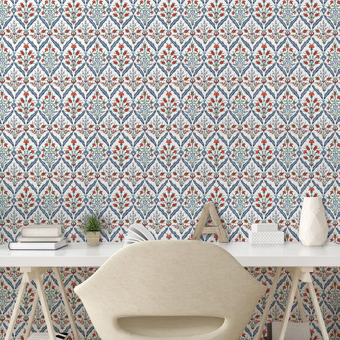 13" 36", Ambesonne Ottoman Peel & Stick Wallpaper Home, Turkish Traditional Ceramic Tulip Patterns with Cultural